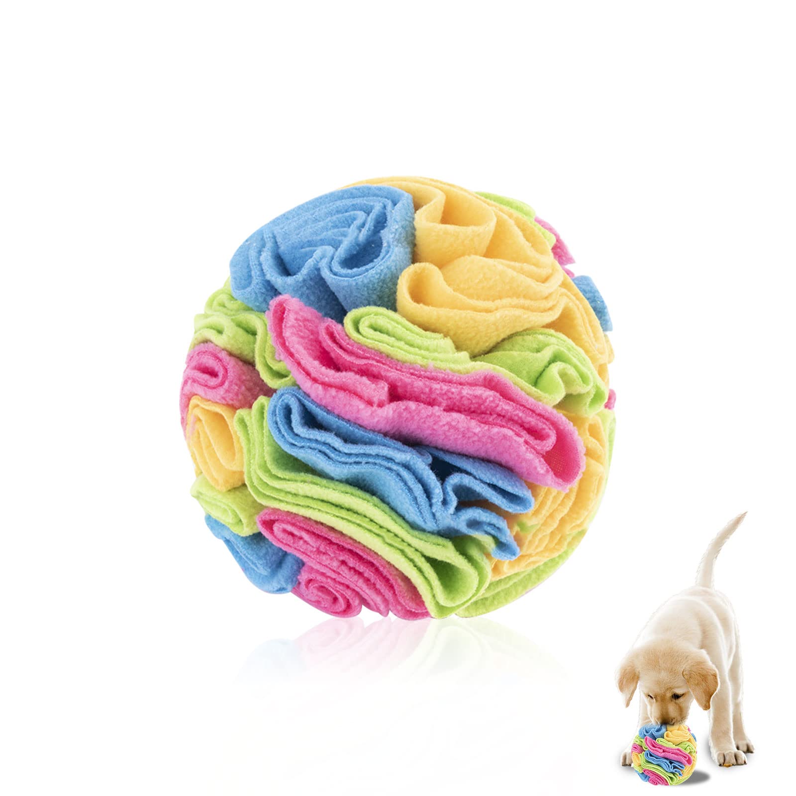 Andiker Dog Snuffle Ball, Interactive Dog Toys Ball Dog Brain Stimulating Puzzle Toys for Small Medium Dogs Enrichment Game Feeding Mat Stress Relief Toy (Candy)