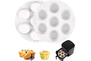 Sakolla 2 Pack Silicone Egg Bite Molds for Air Fryer, Nonstick 7 Cups Air Fryer Muffin Pan for Baking Egg Bite, Mini Muffins,