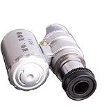 1 X Portable 60X Microscope Magnifier Magnifying Eye Jeweler Loupe with UV LED Illumination Lighting Money Currency Detect Detecting