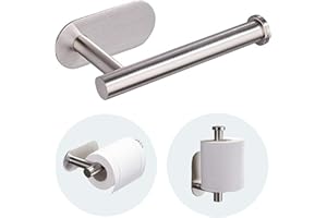 JOPOFI Toilet Paper Holder - Self Adhesive Toilet Paper Holder Wall Mount for Bathroom, SUS 304 Stainless Steel Command Strip Toilet Paper Roll Holder Stick On Wall, No Drilling - Brushed Nickel