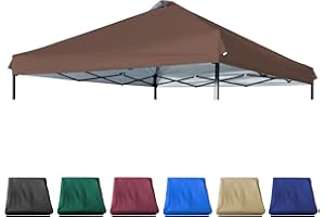 JANCANOPY 10x10 Canopy Replacement Top with Air Vent Silver Coated for Straight Leg Canopy Frame, (Brown)