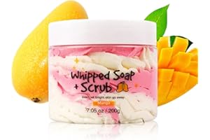 Whipped Exfoliating Soap Scrub,with Shea Butter & Olive Oil & Cocoa Butter & Jojoba Oil,Natural Moisturizing Body Cleanser,20
