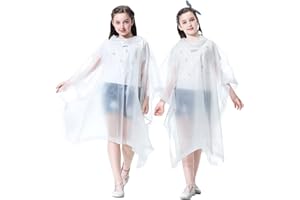 YUNLOVXEE Rain Poncho Raincoats for Kids Reusable - 2 Pack EVA Waterproof Rain Coat with Hood Rain Jacket for Boys Girls