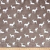 Shannon Premier Prints Minky Cuddle Deer To Me Graphite Fabric By The Yard
