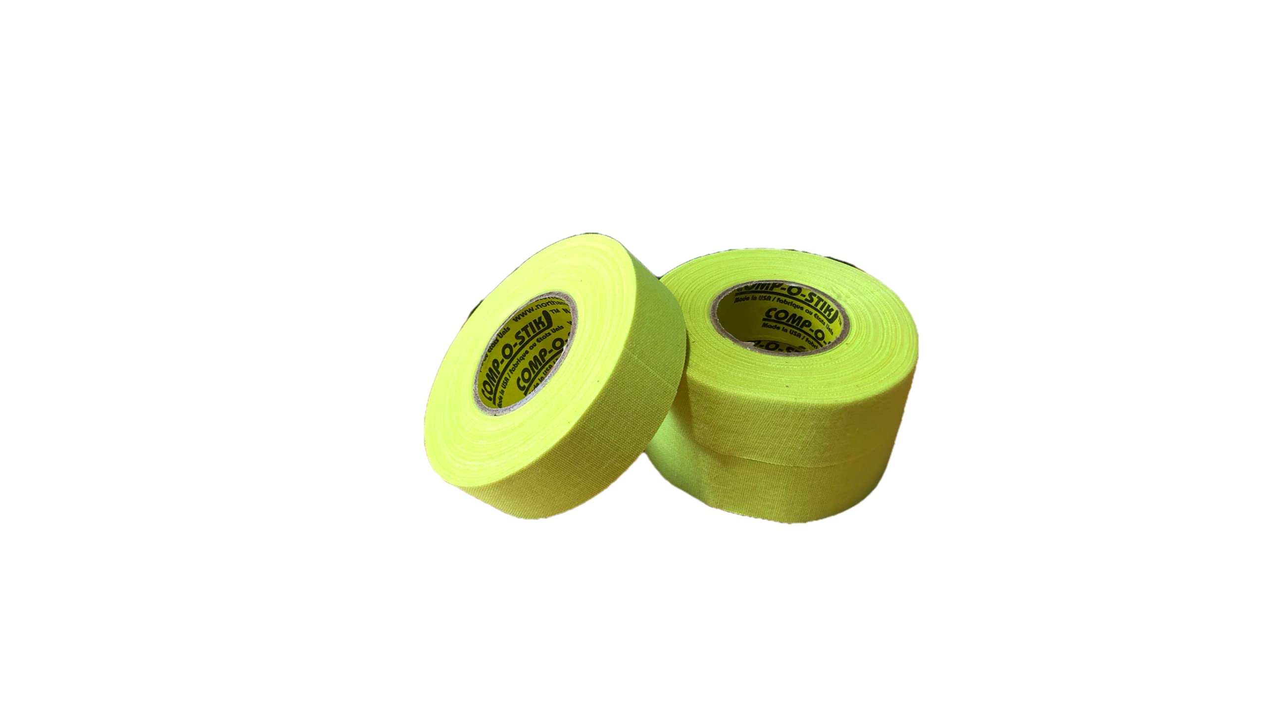3 Rolls of Comp-O-Stik NEON Yellow Hockey Lacrosse Bat Cloth Stick Tape Athletic Tape (3 Pack) Made in The U.S.A. 1" X 20 Yards