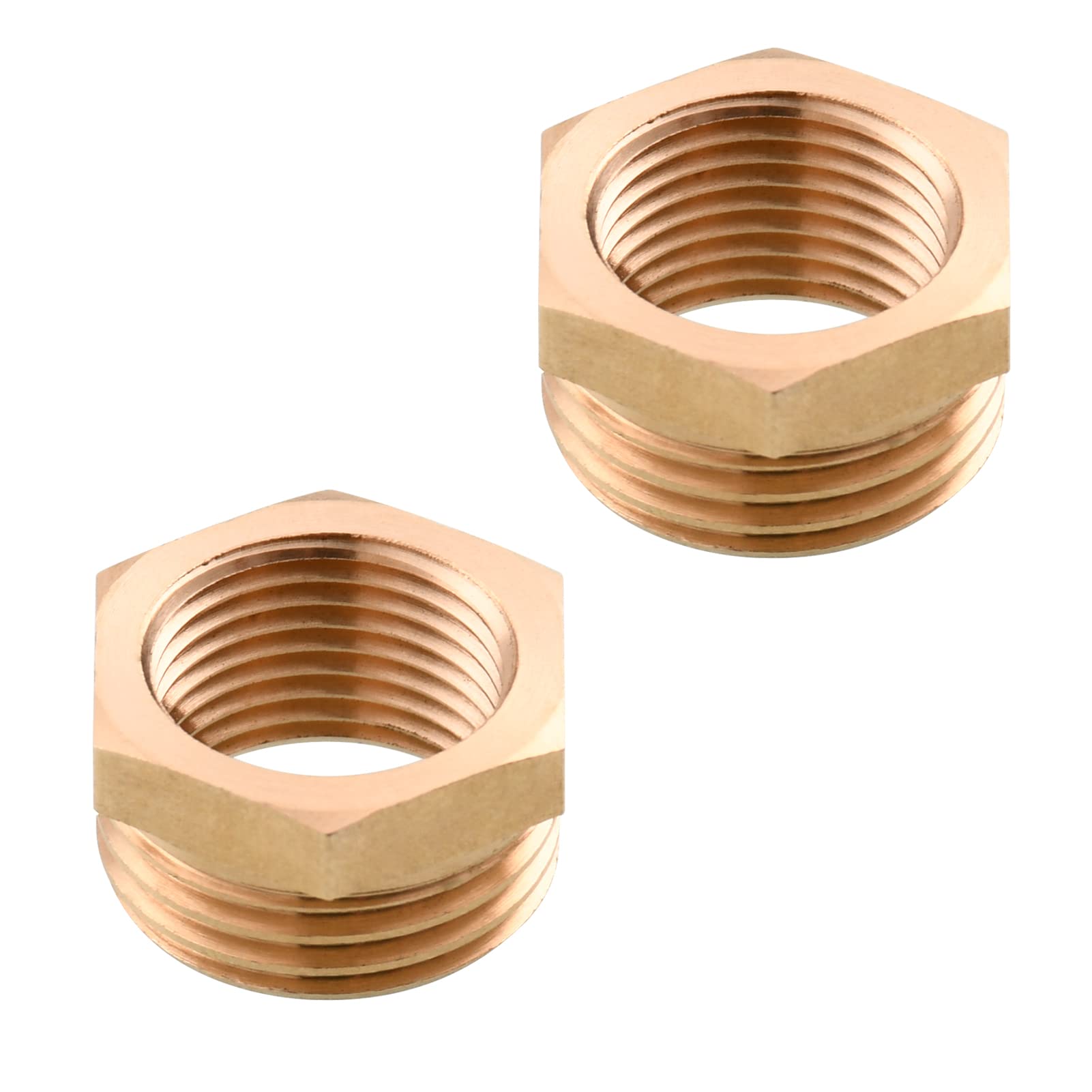Tecmolog 2 pieces Brass Reducer Thread Fitting Adapter IG 3/8 to AG 1/2 for Connection Hose, SBA025-2