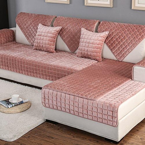 Plush Corner Sofa cover,Modern Anti-slip Sofa towel,Sectional Sofa shield Fadeless Couch covers For Living room 1-piece-A 110x110cm(43x43inch)