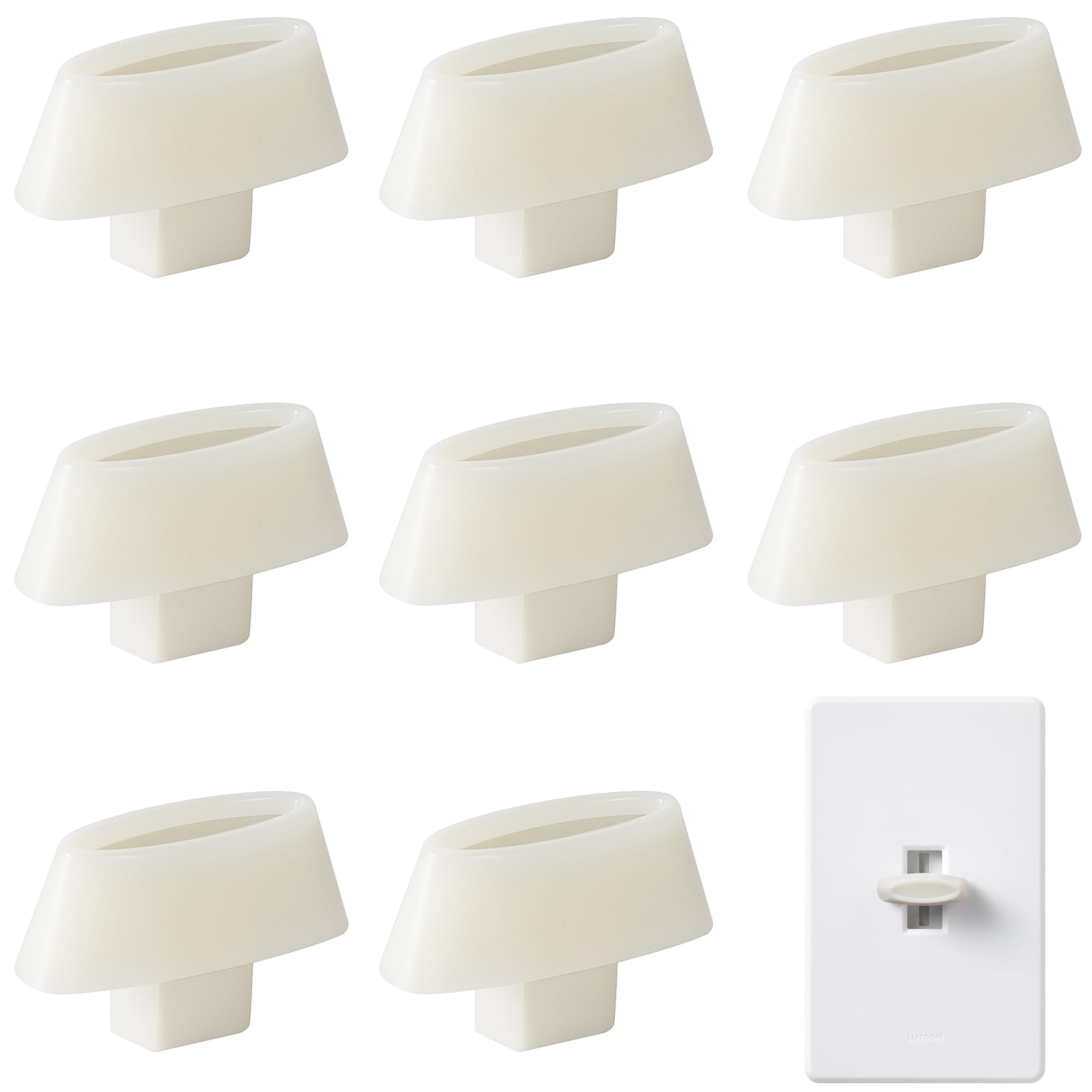 Photo 1 of moonoom 8 Pcs Dimmer Replacement Knob, White Dimmer Slide Knobs, Light Switch Button Replacement for Easier Installation Non-Universal