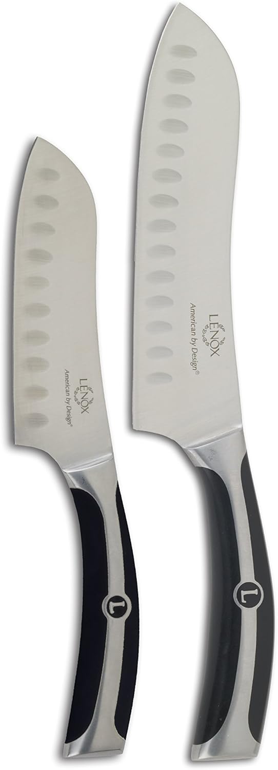 Amazon Com Lenox L 22502 2 Piece Santoku Set 7 5 Inch Silver Kitchen Dining