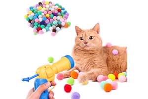 Interactive Cat Toy Launcher with 50 Colourful Pom Indoor Play Ball Shooter for Cats Toy (50pcs Balls Launcher)