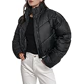 Wyeysyt Womens Cropped Puffer Jacket Quilted Winter Warm Jackets Stand Collar Short Padded Coat