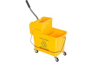 HOMCOM 20-Quart/5 Gallon Compact Mop Bucket with Wringer on Wheels, Separate Dirty and Clean Water, for Home, Apartment, Yell