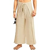 Runcati Mens Linen Wrap Pants Thai Fisherman Yoga Beach Hippie Lightweight Loose Fit Pants