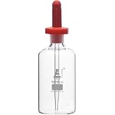 EISCO Dropping Bottle, 125ml (4.2oz) - Borosilicate 3.3 Glass - Eye Dropper Pipette and Dust Proof Rubber Bulb - Octagonal, Non-screw Top Labs