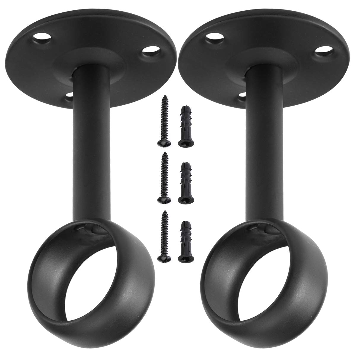 Photo 1 of Anndason Ceiling-Mount Curtain Brackets - 1 1/4-Inch Rod Holders (2 PCS, Black)