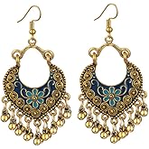 Vintage Boho Statement Drop Dangle Earrings for Women Bohemian Ethnic Handmade Beaded Charms Earring Bohemian Retro Chandelier Tassel Earrings Mexico Gypsy Jewelry Gift