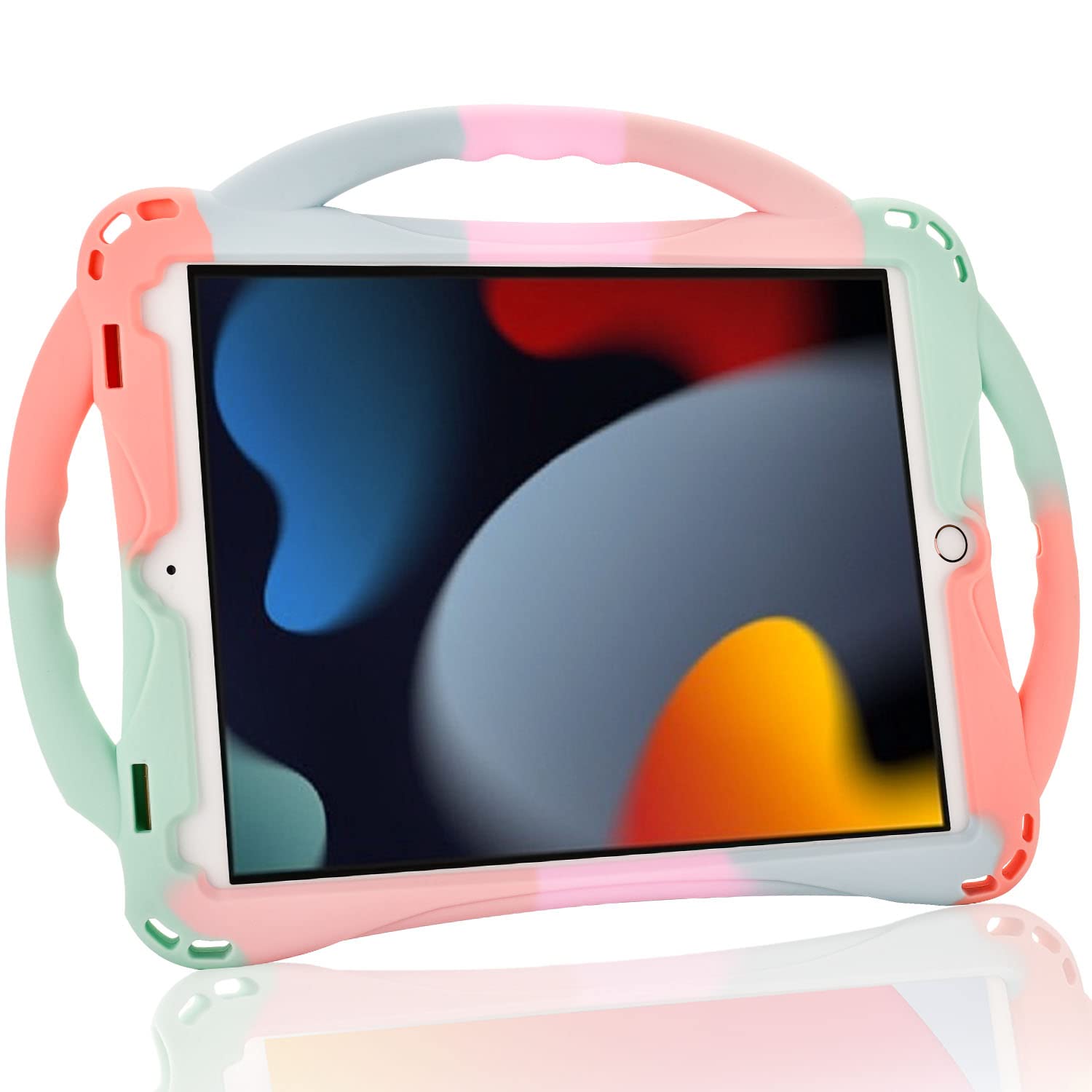 TOPESCT Kids Case for iPad 10.2 9th Gen (2021)/8th Gen (2020)/7th Gen (2019), TopEsct Shockproof Handle Stand Case Compatible with iPad 7th/8th/9th Gen 10.2(Colorful Green)