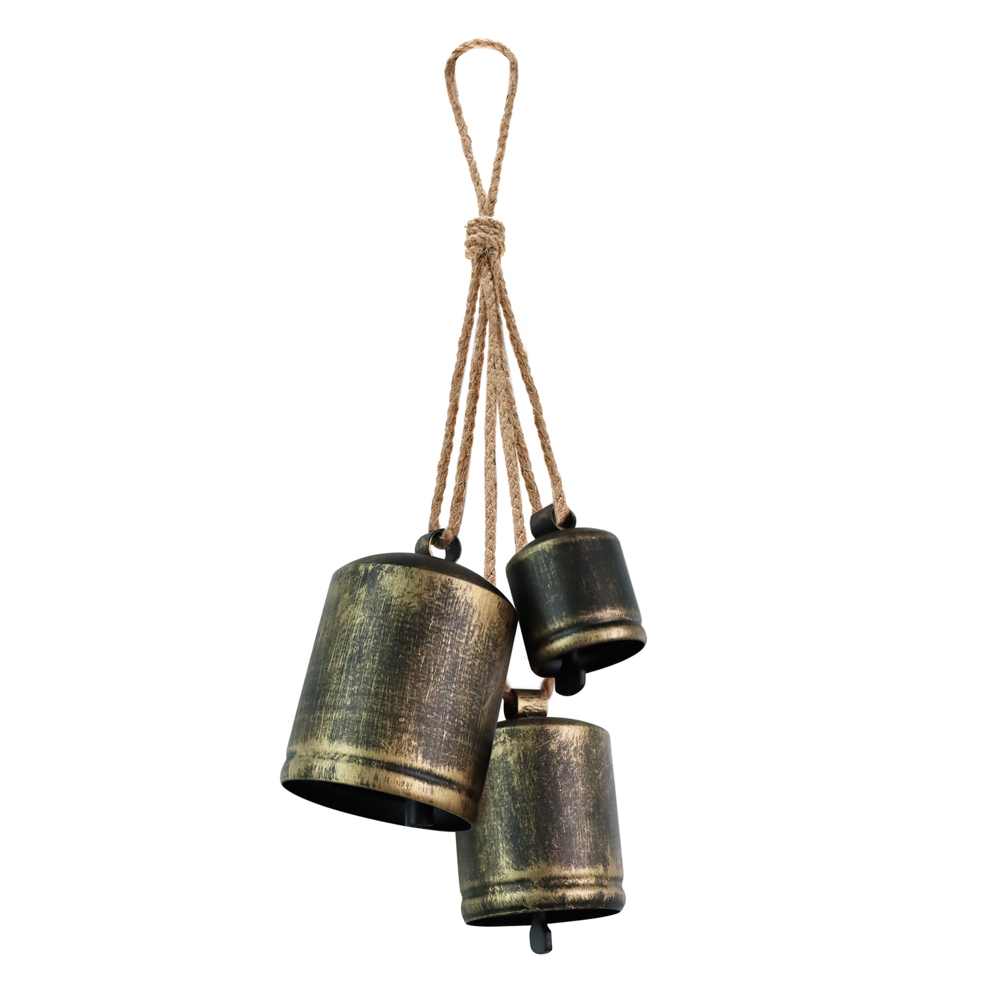 KPCB Christmas Bells Rustic Christmas Decor Vintage Style Brass Shabby Chic Decorations (Vintage Bronze)