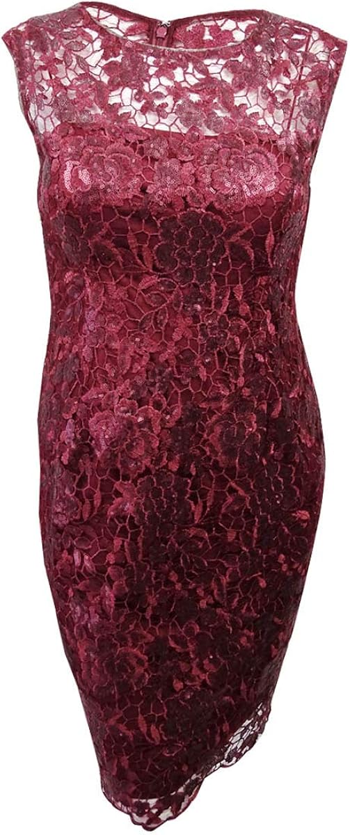 burgundy lace sheath dress