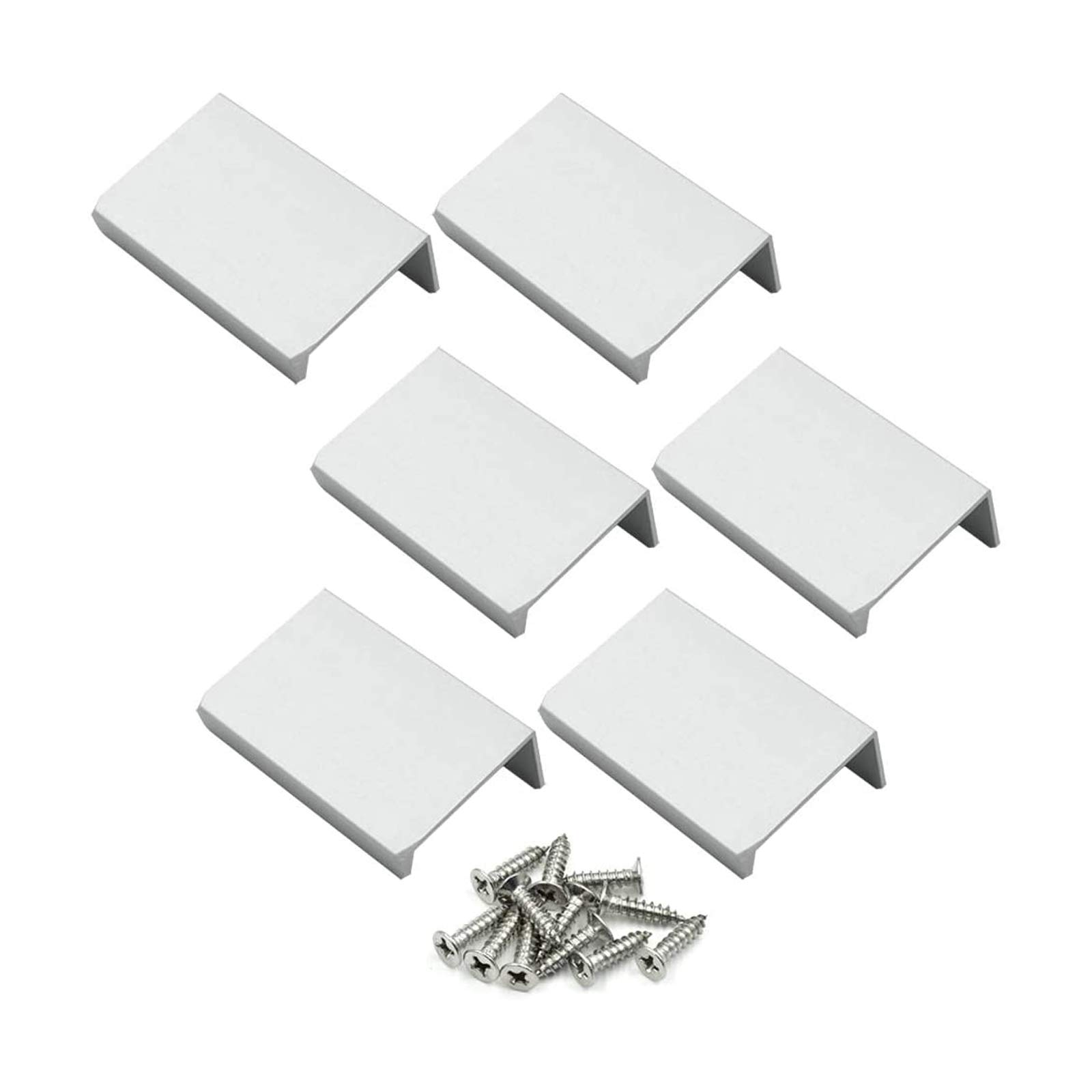 Photo 1 of LC LICTOP Edge Pull Handles for Cabinets, 1.97 Inch Aluminum Alloy Finger Tab Pulls, Concealed Drawer Handles for Kitchen, Dresser, Wardrobe, 1.26 Inch Hole Spacing, 6Pcs Silver Edge Pulls