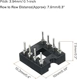 sourcing map 4pcs 8P DIP IC Socket Adapter Round Pin 2.54mm Pitch 7.6mm Row to view 2