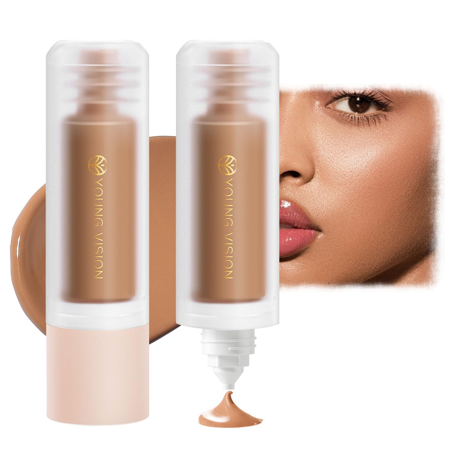 Full Coverage Foundation for Mature Skin - Long Wear Matte Face Foundation, Bottom Press Liquid Foundation Removable, Full Coverage Foundation for Women and Girls (05#, 40ml)