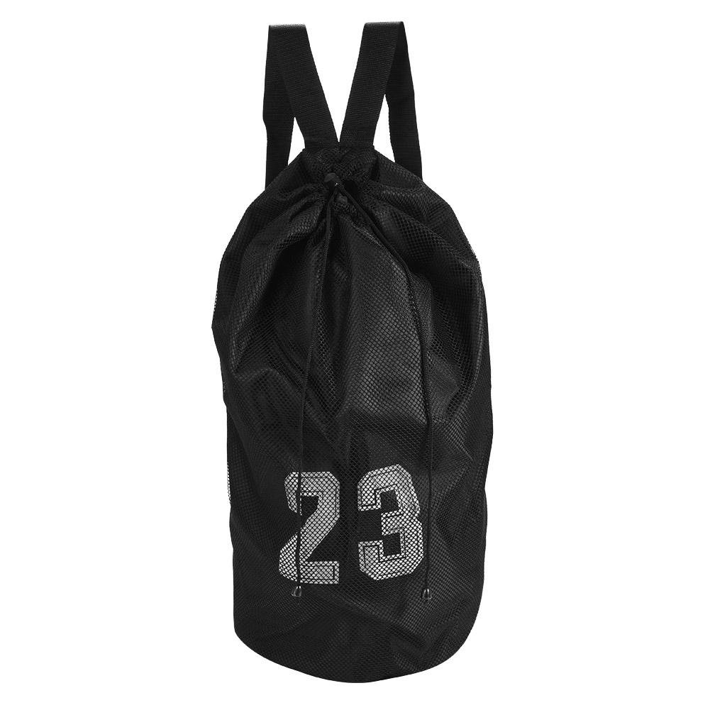 Keenso Drawstring Ball Bag, Multi-Functional Storage Bag Basketball Drawstring Bag Football Shoulder Bag Soccer Sports Training Exercising Mesh Backpack(Black) basketball supplies