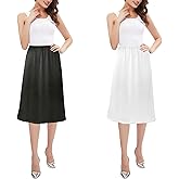 Girstunm 2 Pcs Women's Half Slips for Under Dresses Satin Skirt Extenders Anti-Static Petticoat Cosplay Underskirt