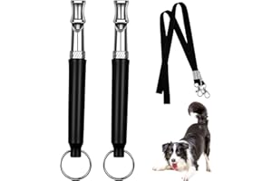 JOYUETLAN 2pcs Ultrasonic Stainless Steel Dog Whistle to Stop Barking, Professional Dog Training & Behavior Aids for Small Medium Large Dogs, Adjustable Dog Whistle with Lanyard Strap to Make Dogs Come to You