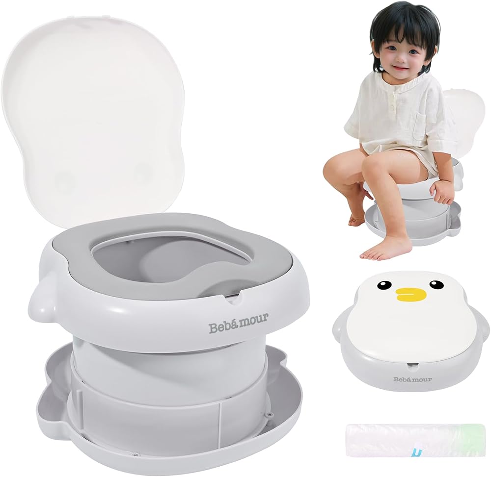 Bebamour Portable Baby Potty Training Seat Penguins Travel Potty Foldable