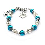DOLON Teal Faux Pearl Charm Bracelet Jewellery for