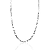 CRAFTD - Silver Figaro Link Chain - Durable Rhodium & 316L Stainless Steel - Waterproof, Heat & Sweat Resistant - Gifts for Men - Men's Jewelry
