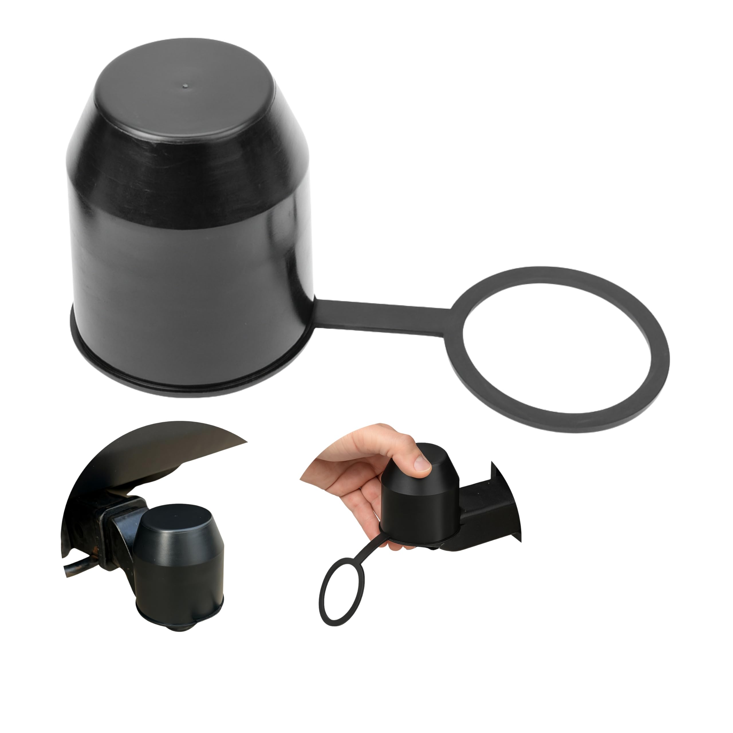 Trailer Hitch Ball Cover, 1 pc, for ball head hitches with up to Ø 50 mm (2" inch), does not get lost, Tow Bar Cover, Rubber head cap, Tow Bar Cap, car wash proof, abrasion, dirt protection