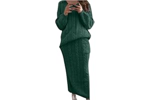 Firzero Womens Fall Outfits 2 Piece Sweater Set Rib Knit Long Sleeve Top Maxi Bodycon Skirt Casual Loose Fit Knit Dress 2024
