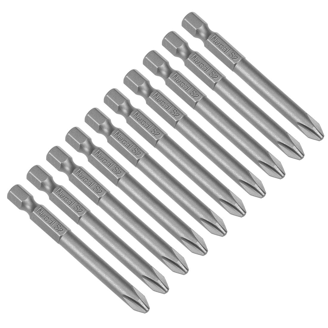 sourcing map 10pcs 65mm 1/4" Hex Shank 6mm PH2 Magnetic Phillips Head Screwdriver Bits S2 High Alloy Steel
