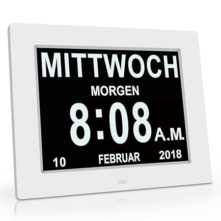 WSD 8' Digital Wecker,Digitaler Kalender Tag Uhr Für Demenz sehschwachen Gelesen Werden,Kinder, Senioren, Sehschwache und Alz