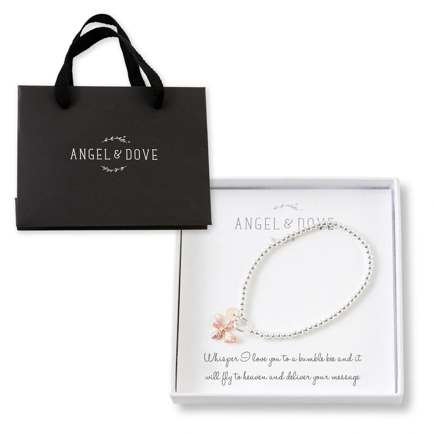 ANGEL & DOVE Rose Gold Bee Bracelet Sympathy Gift with Bag & Card