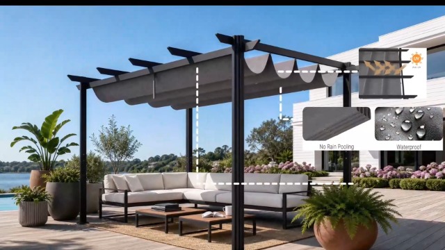 Ahomly 12x8 Retractable Pergola Review: Adjustable Shade Canopy, Gray image 29