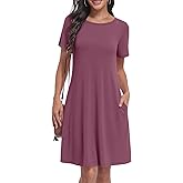 Yincro Women's Summer Casual Dresses 2026 Short Sleeve Knee-Length Dress with Pockets