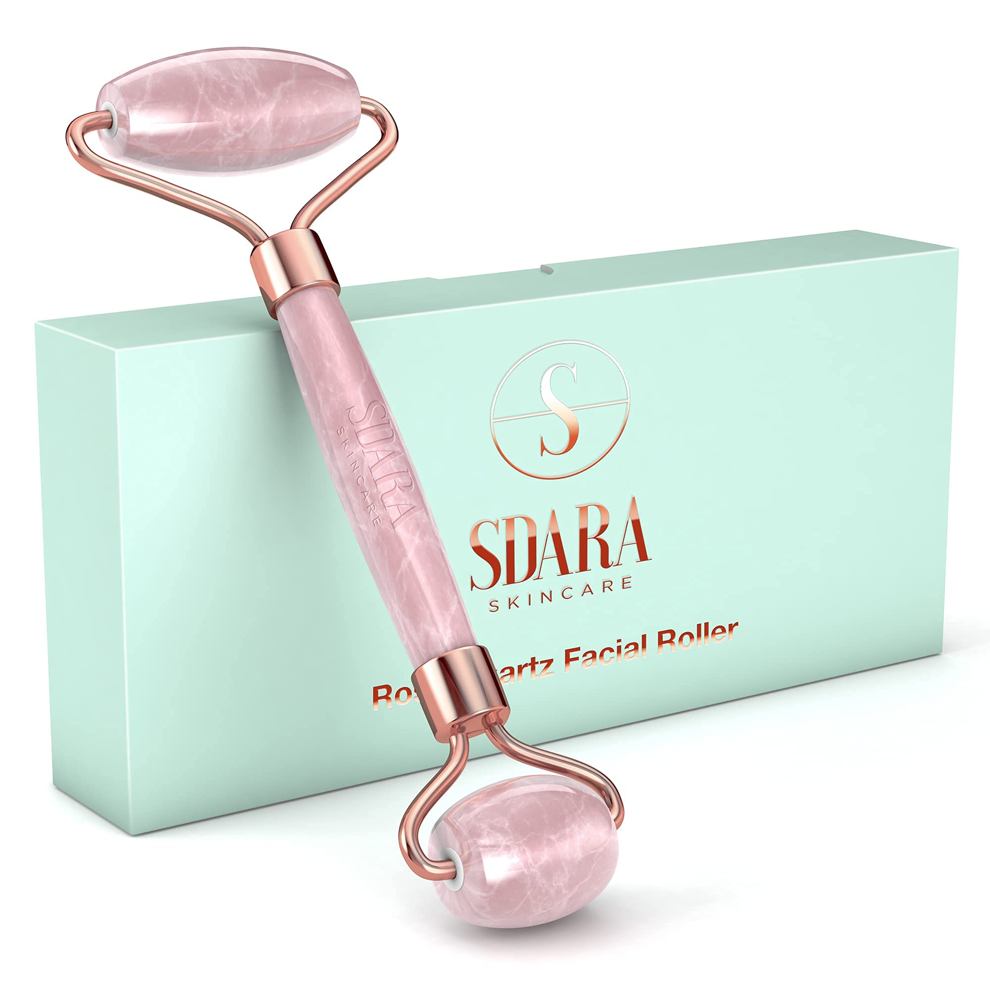 Sdara Skincare Face Roller - Rose Quartz Relaxing Massager - Facial Tool Alternative to Jade Roller
