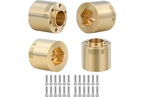HYBDX Rc Brass Weights Wheel Hex Hub Widen Adapter for 1/10 RC Crawler 1.9 2.2Inch Wheels Rim Axial SCX10 TRX4 Counterweight (Golden, 18.5mm*4)