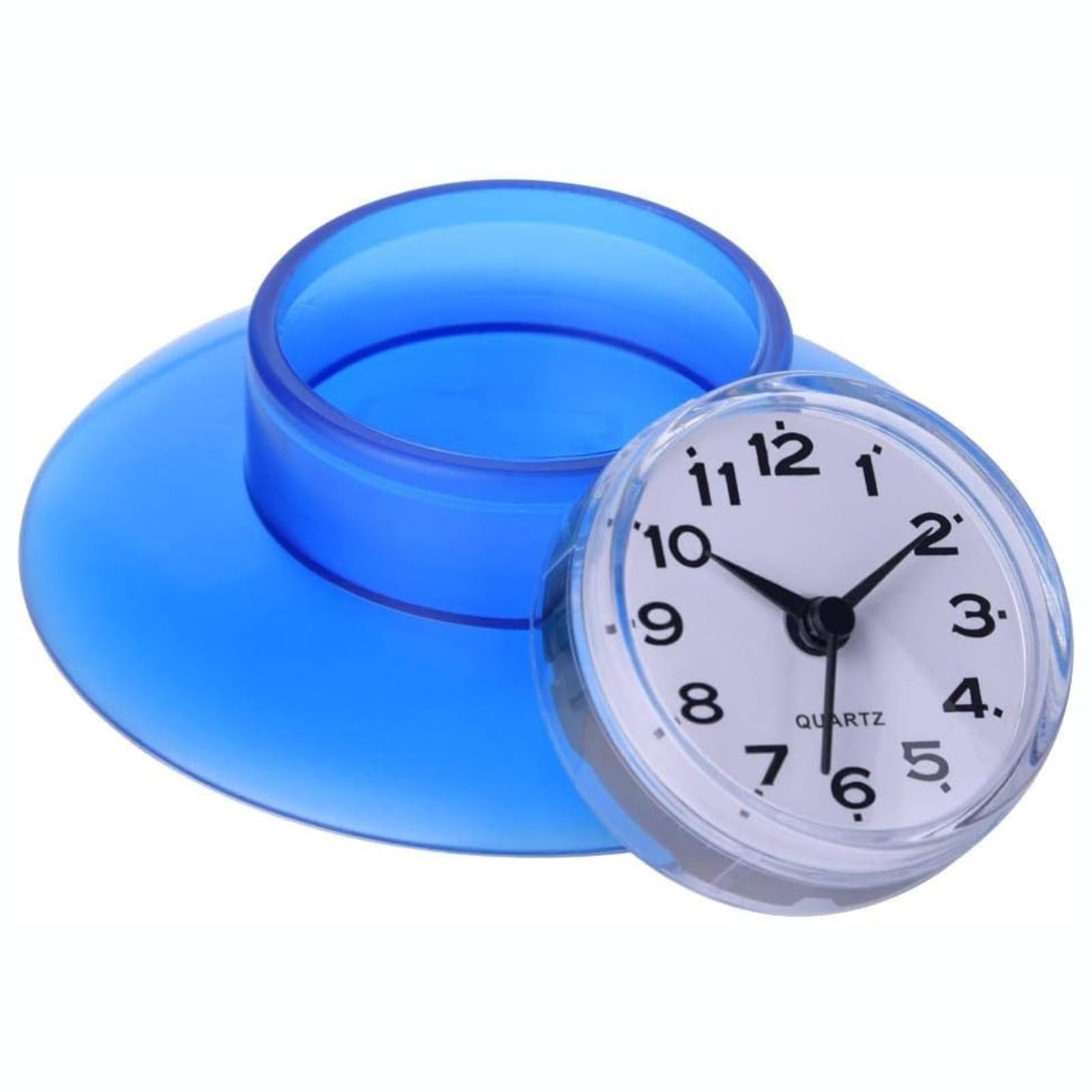 DEWIN Wall Clock, Mini Cute Bathroom Kitchen Mirror Suction Wall Clock Shower Waterproof Quartz Clocks for Kitchen Decoration (Blue) — image 1