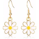 ecozran Pink Flower Dangle Earrings for Women - Cute Pearl Leaf Sakura Earrings Fairy Statement Jewelry for Summer Holidays & Special Occasions