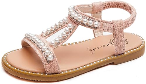 Amazon Nomsocr リゾート サンダル キッズ 女の子 キラキラ かわいい ぺたんこ ビーチサンダル ビーサン ミュール 痛くない ビジュー パールストーン ペタンコ サンダル サンダル