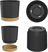 ZMTECH 25cm Plant Pots with Drainage Holes Detachable Saucer Dark Grey (Set of view 4