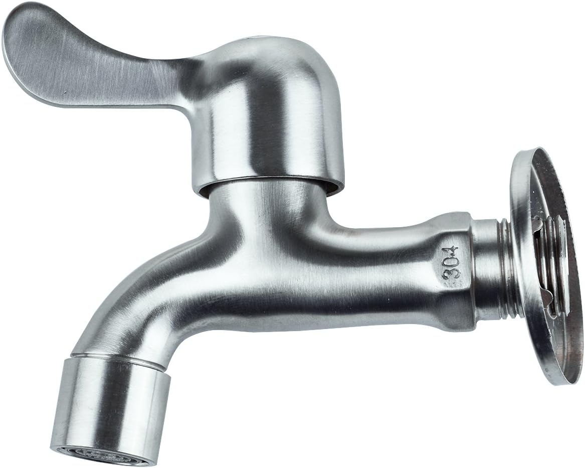 MuShang Multi-function quick open single cold water faucet full SUS304 stainless steel mop pool faucet washing machine double water P10