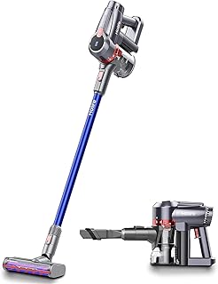 Holife 20Kpa Akku Staubsauger, 250W Stielstaubsauger & Handstaubsauger Beutellos Kabellos Stabstaubsauger (Akku Abnehmbar, 45min, Wandhalterung mit Ladestaion, 4-Stufen-Filtersystem) für Zuhause