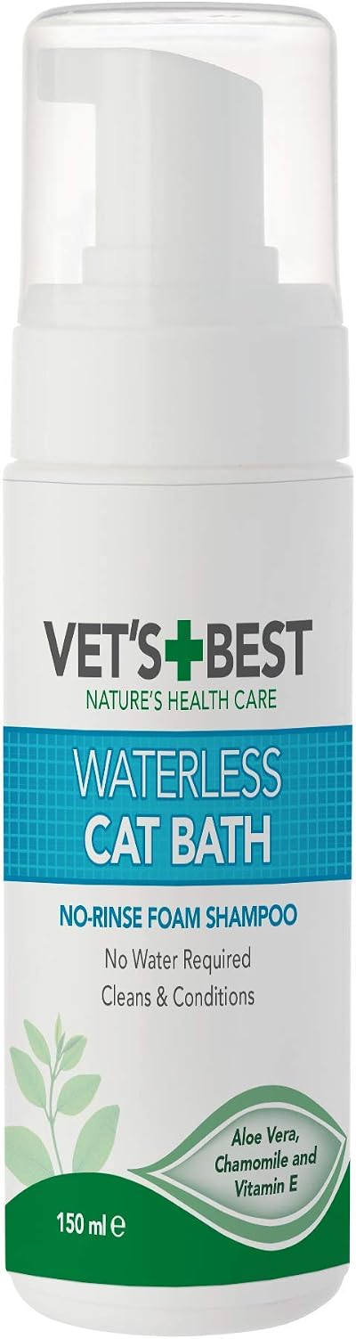 Vet's Best Waterless Cat Bath 150ml No Rinse Foam Shampoo Cat Care