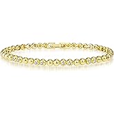 Free bird Gold Beaded Bracelets for Women Cubic Zirconia Bracelet Tennis Bracelets Trendy Bracelet Size 7 Inch/7.5 Inch