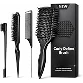 Detangler Brush for Curly Hair, Lightweight Curly Hair Brush with Vented Design for Easy Glide, Effortlessly Detangles Without Pulling or Snagging, Suitable for All Wet and Dry Hair Types (Black)